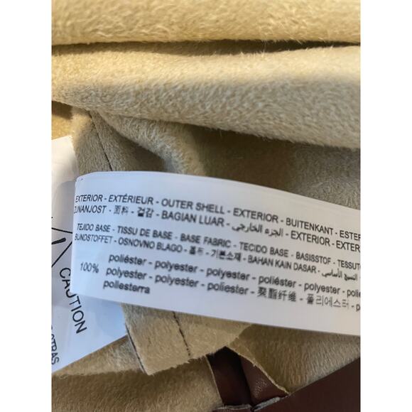 Zara Faux Leather Mini Dress NWT Brown Surplice V-Neck Ruched Long Sleeves Sz M - Picture 8 of 12